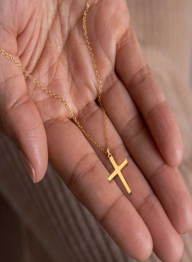 Moodear Cross Necklace for Women - Dainty 14K Gold Plated Cross Pendant Simple Necklaces Fashion - Image 3